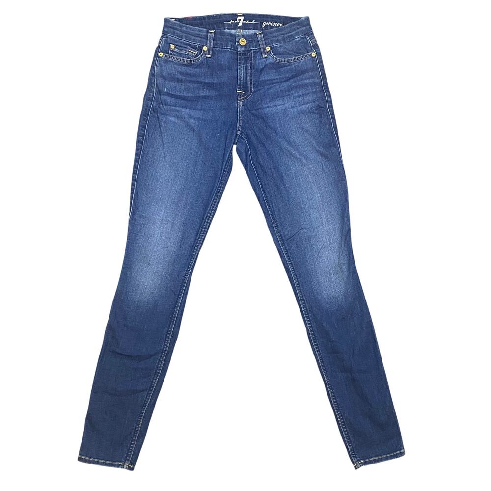 7 For All Mankind Skinny Womens Jeans Pants 25x30 Blue Dark Wash High-Rise Waist